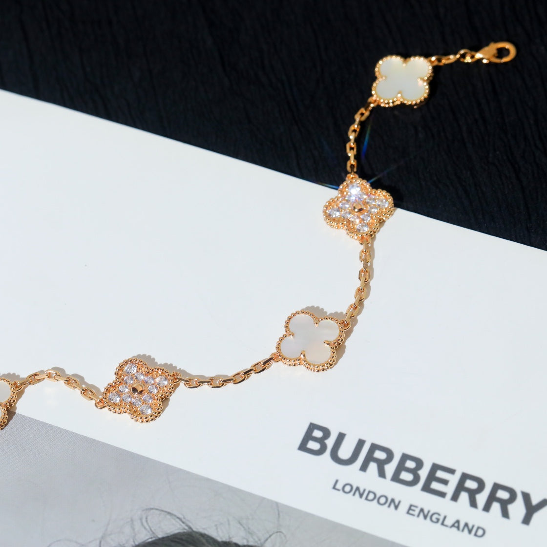 [Rose Jewelrys]CLOVER BRACELET 5 MOTIF WHITE MOP DIAMOND