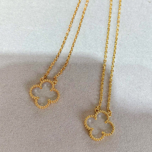 [💎ROSE💎]CLOVER ROCK CRYSTAL ROSE GOLD NECKLACE