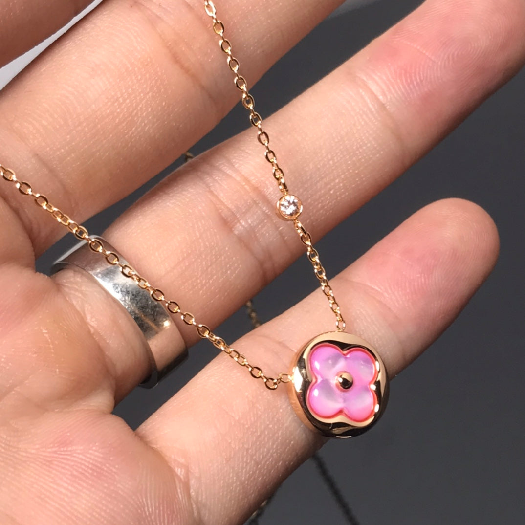 [Rose Tomorrow]COLOR BLOSSOM PINK MOP SUN GOLD NECKLACE