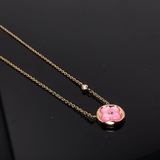 [Rose Tomorrow]COLOR BLOSSOM PINK MOP SUN GOLD NECKLACE