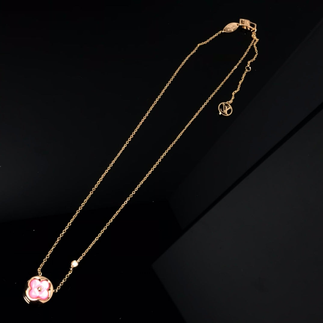 [Rose Tomorrow]COLOR BLOSSOM PINK MOP SUN GOLD NECKLACE