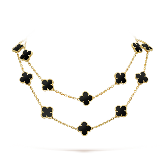[💎ROSE💎]CLOVER 20 MOTIFS ONYX NECKLACE
