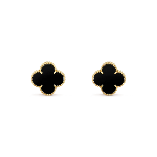 [Rose Jewelry]CLOVER MEDIUM 1 MOTIFS  ONYX STUD EARRINGS