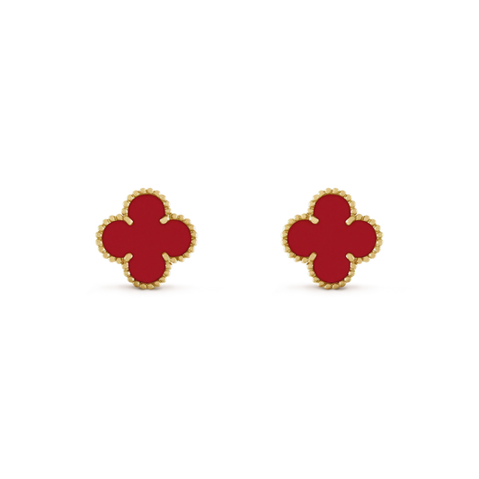 [💎ROSE💎]CLOVER MINI 9.5MM CARNELIAN EARRINGS