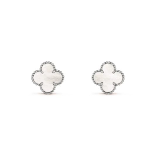 [Rose Jewelry]CLOVER LARGE (20MM) 1 MOTIFS WHITE MOP STUD EARRING SILVER