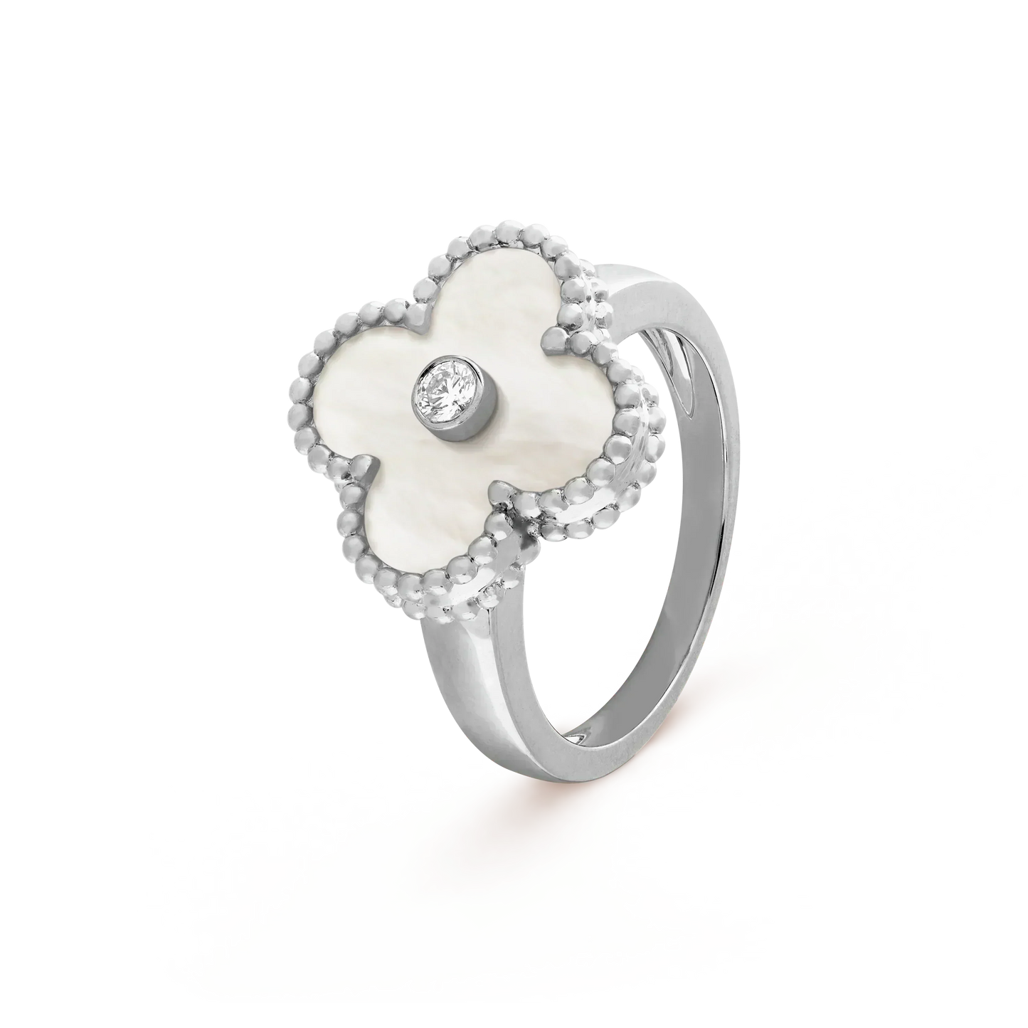 [💎ROSE💎]CLOVER SILVER MOP DIAMOND RING