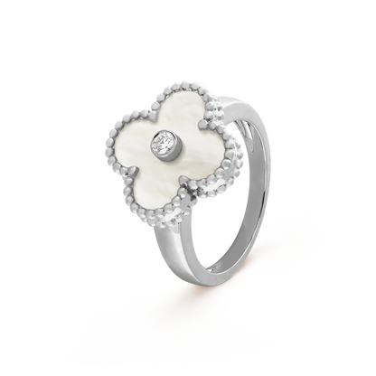 [💎ROSE💎]CLOVER SILVER MOP DIAMOND RING