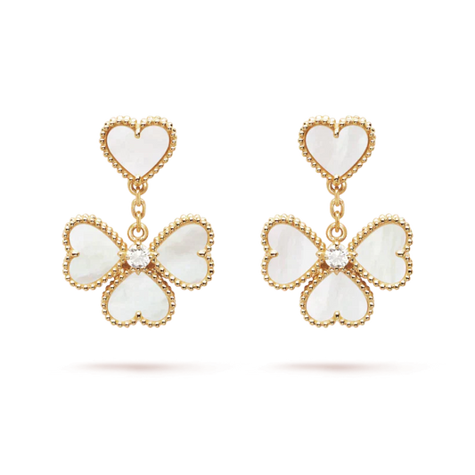[💎ROSE💎]CLOVER SWEET WHITE MOP EARRINGS