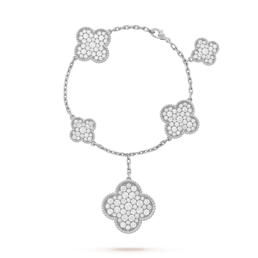 [Rose Jewelrys]CLOVER 6 MOTIFS SILVER DIAMOND BRACELET