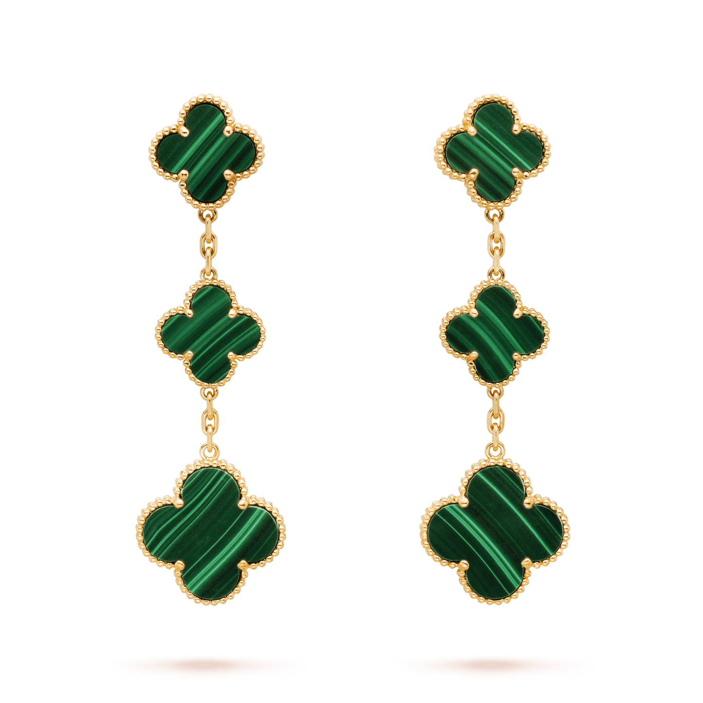 [💎ROSE💎]CLOVER MALACHITE 3 MOTIFS GOLD