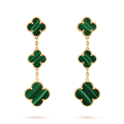 [💎ROSE💎]CLOVER MALACHITE 3 MOTIFS GOLD