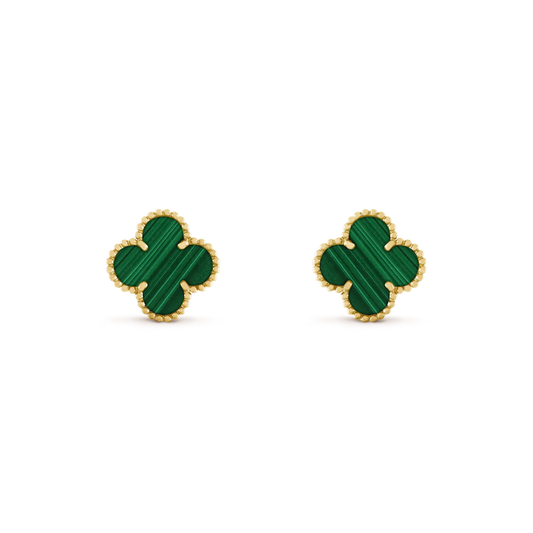 [💎ROSE💎]CLOVER MEDIUM 1 MOTIFS MALACHITE  EARRINGS