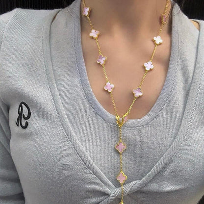 [Rose Tomorrow]CLOVER 20 MOTIFS PINK MOP NECKLACE