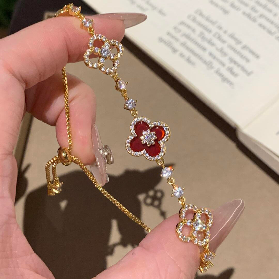 [Rose Tomorrow]CLOVER 5 MOTIF PINK BLUE RED WHITE BRACELET