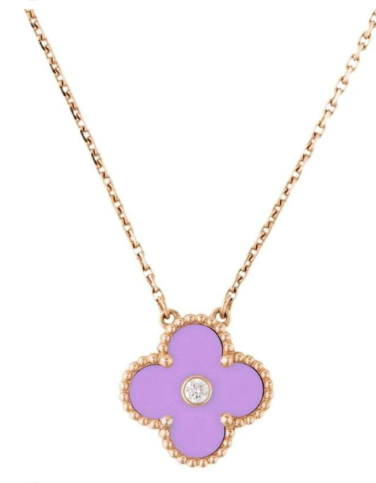 [Rose Tomorrow]CLOVER 15MM PURPLE CHALCEDONY NECKLACE
