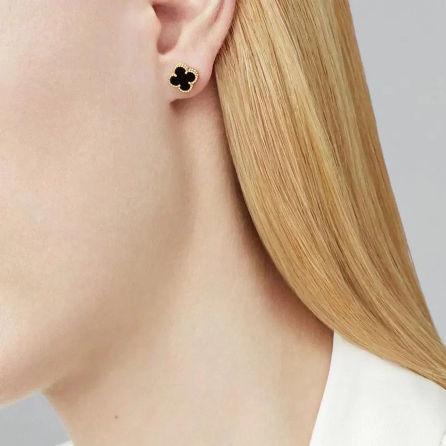 [💎ROSE💎]CLOVER MINI 9.5MM BLACK MOP EARRINGS