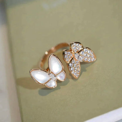 [💎ROSE💎]TWIN BUTTERFLY DIAMOND MOP RING