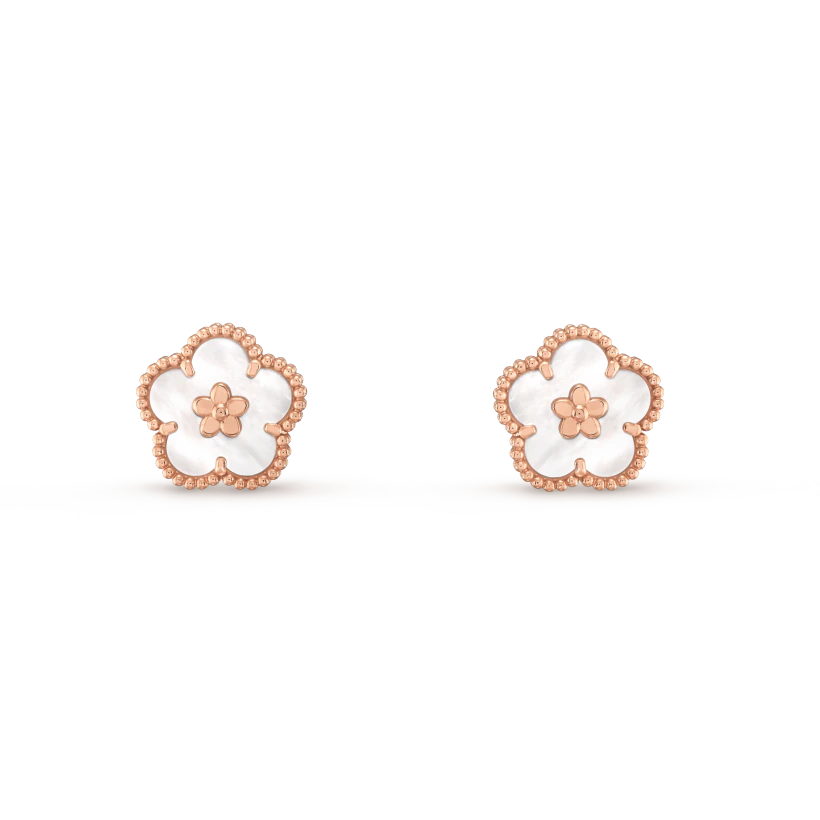 [💎ROSE💎]LUCKY PINK GOLD WHITE MOP EARRINGS