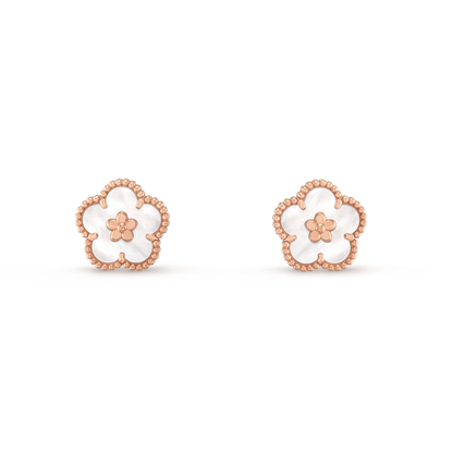 [💎ROSE💎]LUCKY PINK GOLD WHITE MOP EARRINGS