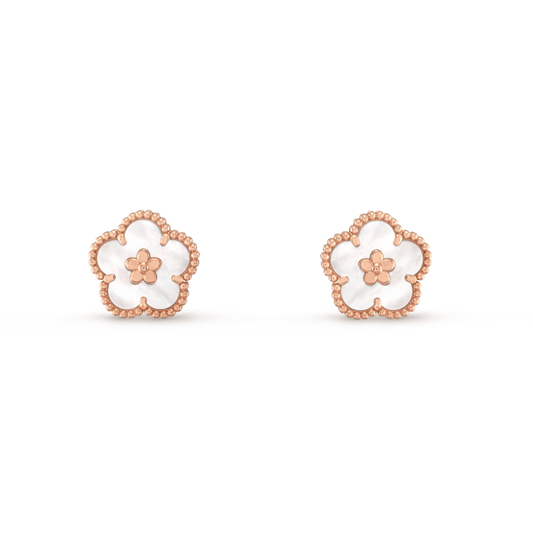 [💎ROSE💎]LUCKY PINK GOLD WHITE MOP EARRINGS