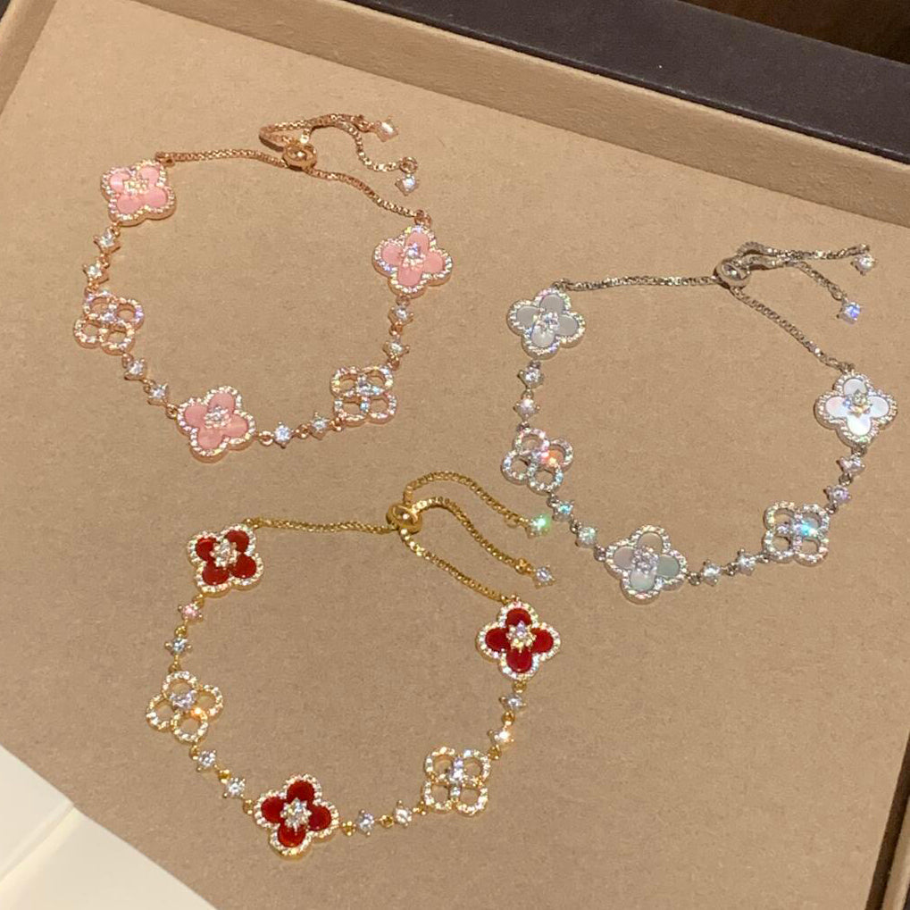 [Rose Tomorrow]CLOVER 5 MOTIF PINK BLUE RED WHITE BRACELET