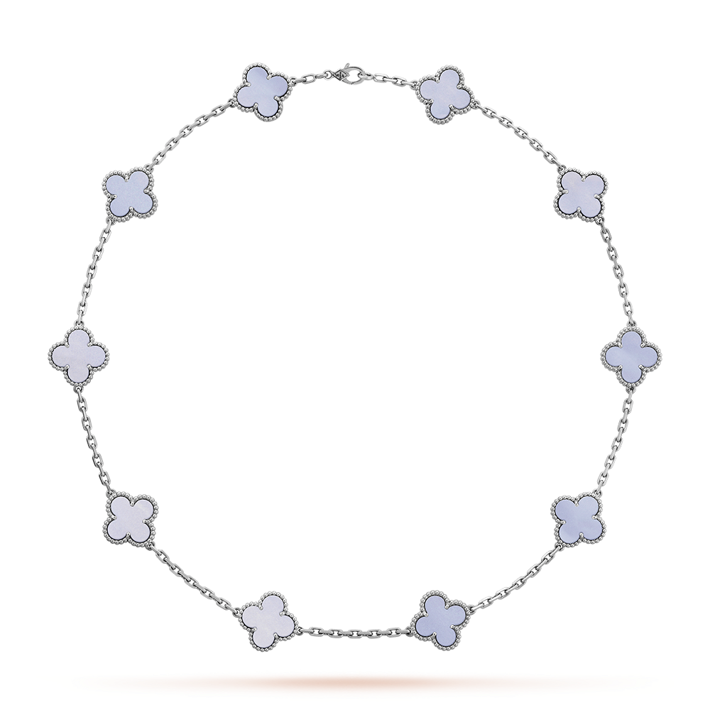 [Rose Tomorrow]CLOVER 10 MOTIFS BLUE CHALCEDONY NECKLACE