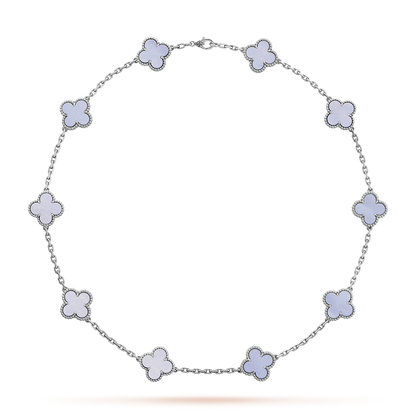 [Rose Tomorrow]CLOVER 10 MOTIFS BLUE CHALCEDONY NECKLACE