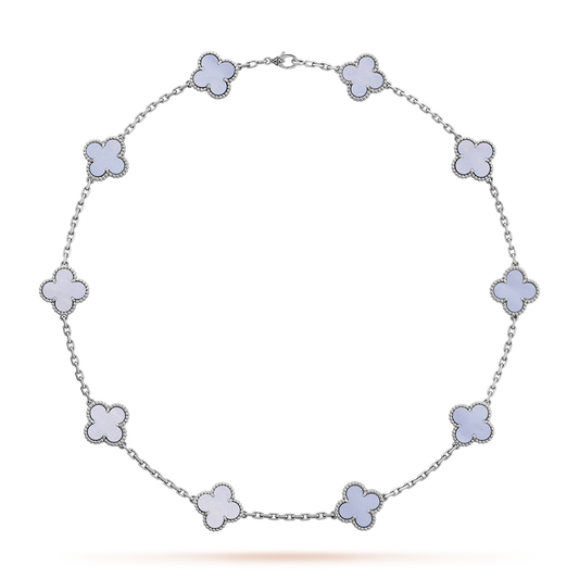 [Rose Tomorrow]CLOVER 10 MOTIFS BLUE CHALCEDONY NECKLACE