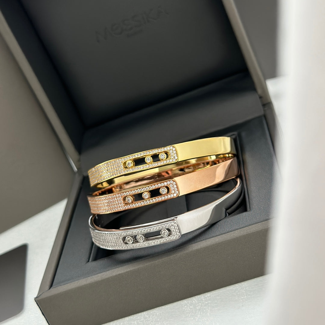[✨Rose💎]Move Noa Rose Gold Pave Diamond Bangle Bracelet