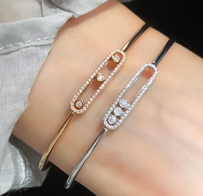 [✨Rose💎]Move Pave Diamond Bangle Bracelet M