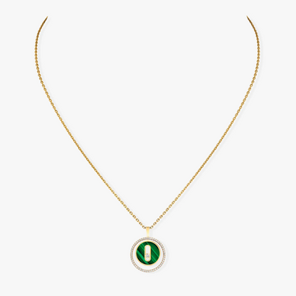 [✨Rose💎]LUCKY MOVE 1 DIAMOND MALACHITE GOLD DIAMOND NECKLACE