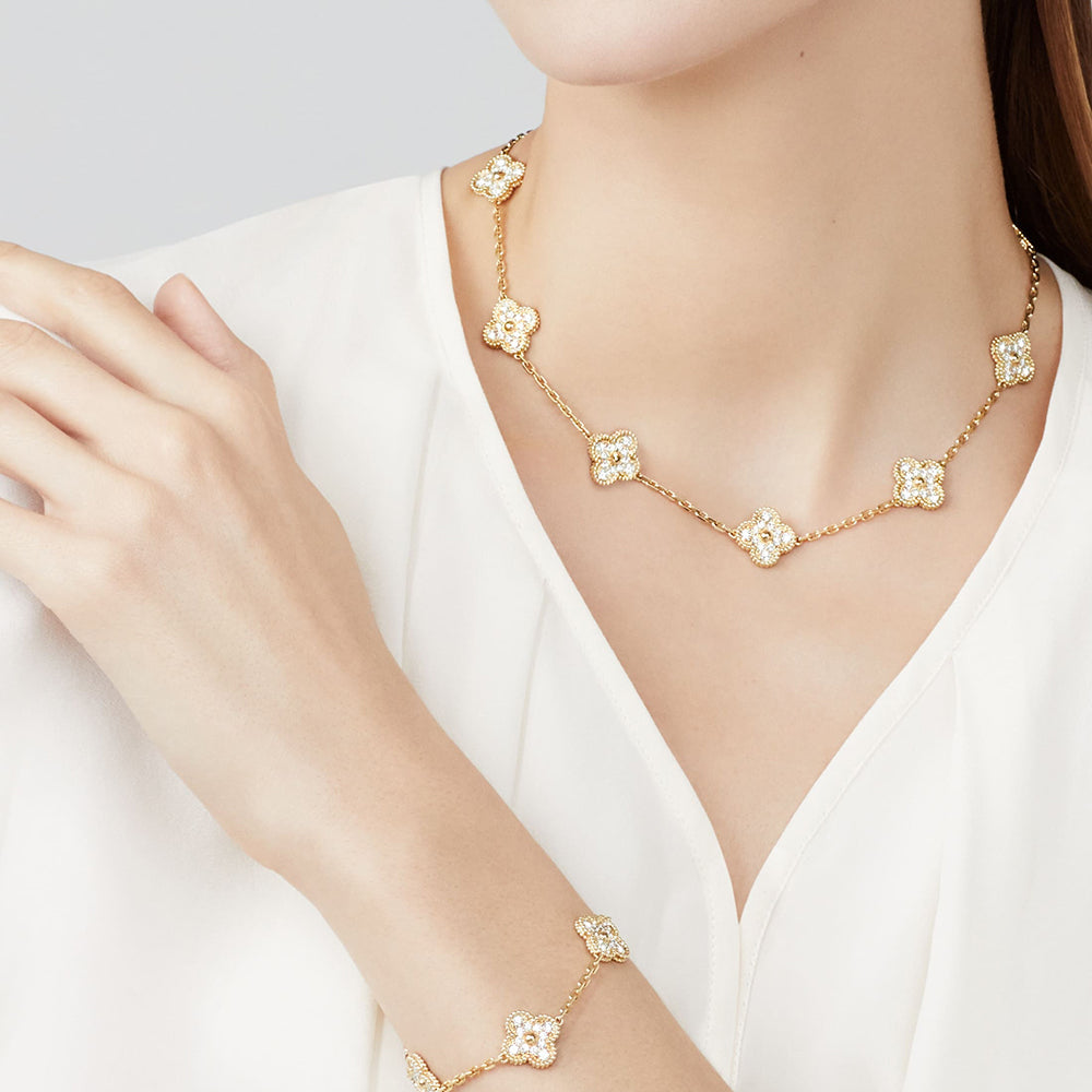 [Rose Tomorrow]CLOVER 10 MOTIFS DIAMOND NECKLACE