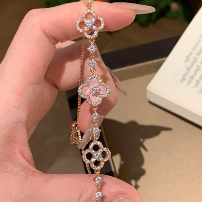 [Rose Tomorrow]CLOVER 5 MOTIF PINK BLUE RED WHITE BRACELET