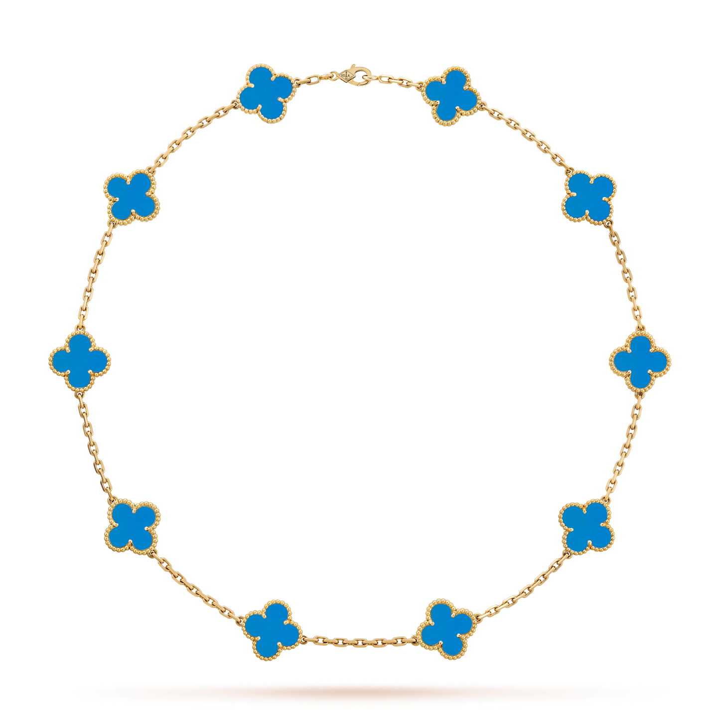 [Rose Tomorrow]CLOVER 10 MOTIFS BLUE AGATE NECKLACE