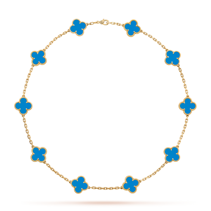 [Rose Tomorrow]CLOVER 10 MOTIFS BLUE AGATE NECKLACE