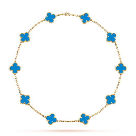 [Rose Tomorrow]CLOVER 10 MOTIFS BLUE AGATE NECKLACE