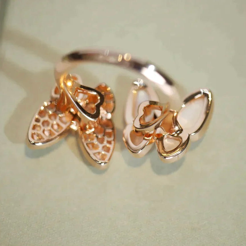[💎ROSE💎]TWIN BUTTERFLY DIAMOND MOP RING
