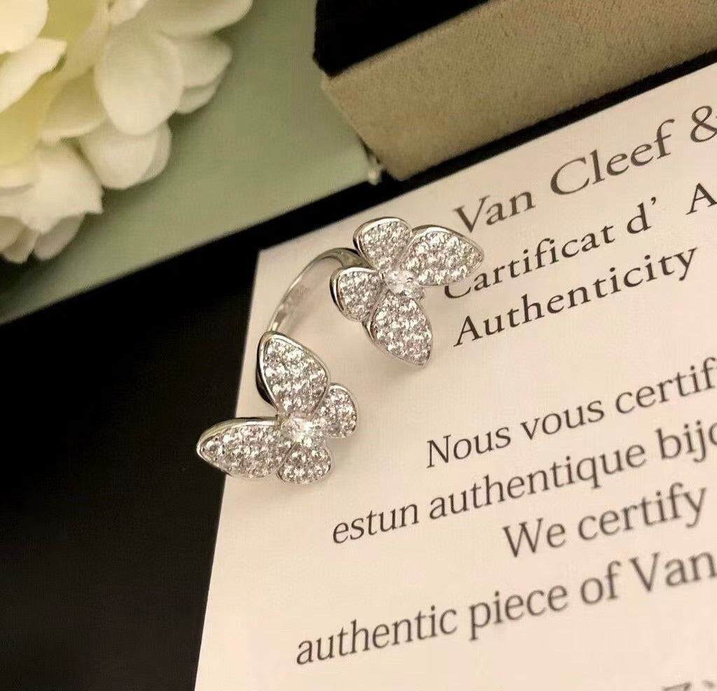 [Rose Tomorrow]TWIN SILVER BUTTERFLY DIAMOND RING