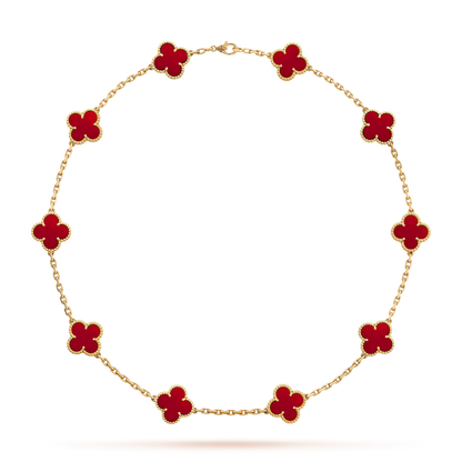 [Rose Tomorrow]CLOVER 10 MOTIFS CARNELIAN NECKLACE