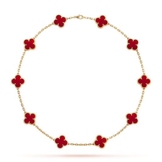 [Rose Tomorrow]CLOVER 10 MOTIFS CARNELIAN NECKLACE