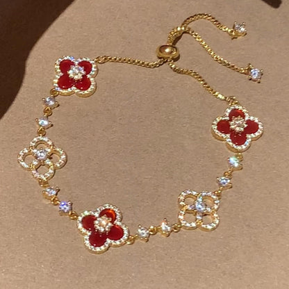 [Rose Tomorrow]CLOVER 5 MOTIF PINK BLUE RED WHITE BRACELET