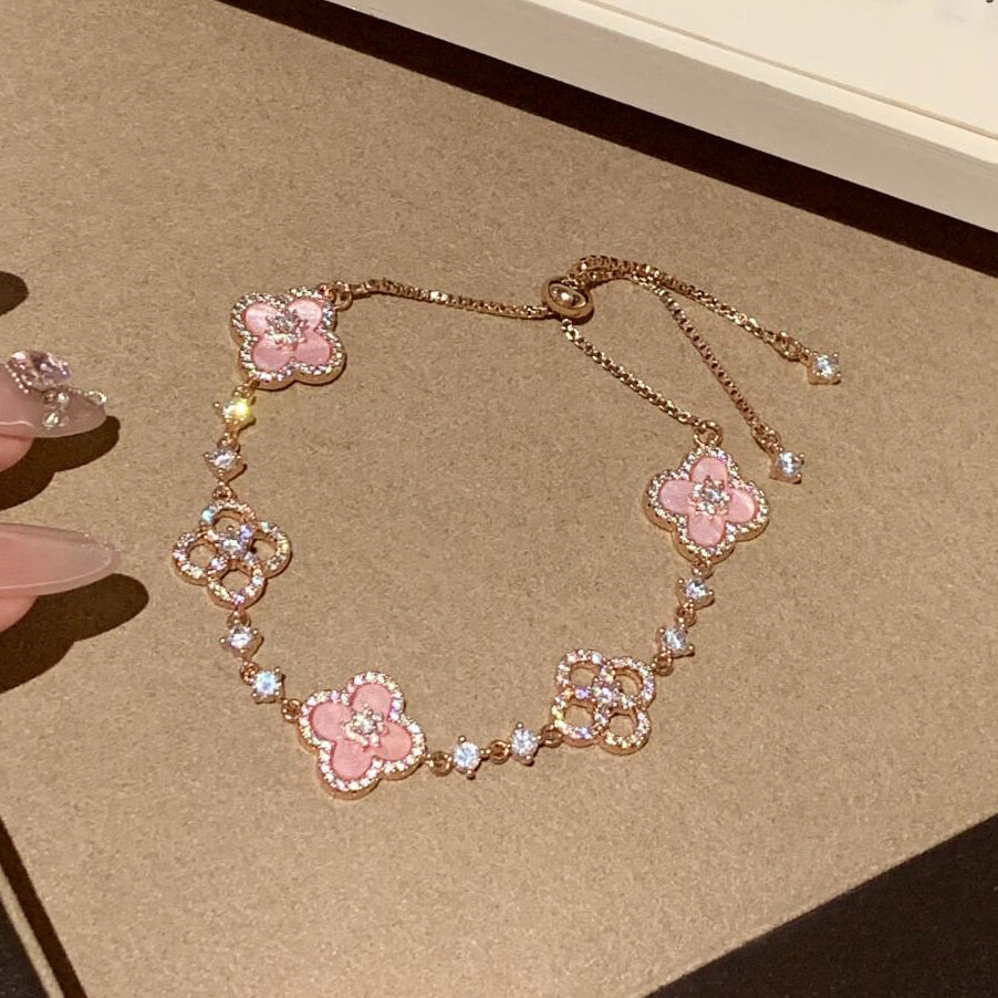 [Rose Tomorrow]CLOVER 5 MOTIF PINK BLUE RED WHITE BRACELET