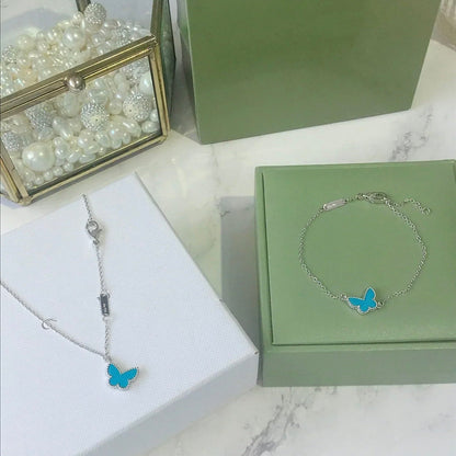 [💎ROSE💎]BUTTERFLY TURQUOISE BUTTERFLY BRACELET SILVER