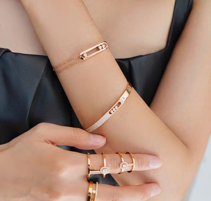 [✨Rose💎]Move Noa Rose Gold Pave Diamond Bangle Bracelet
