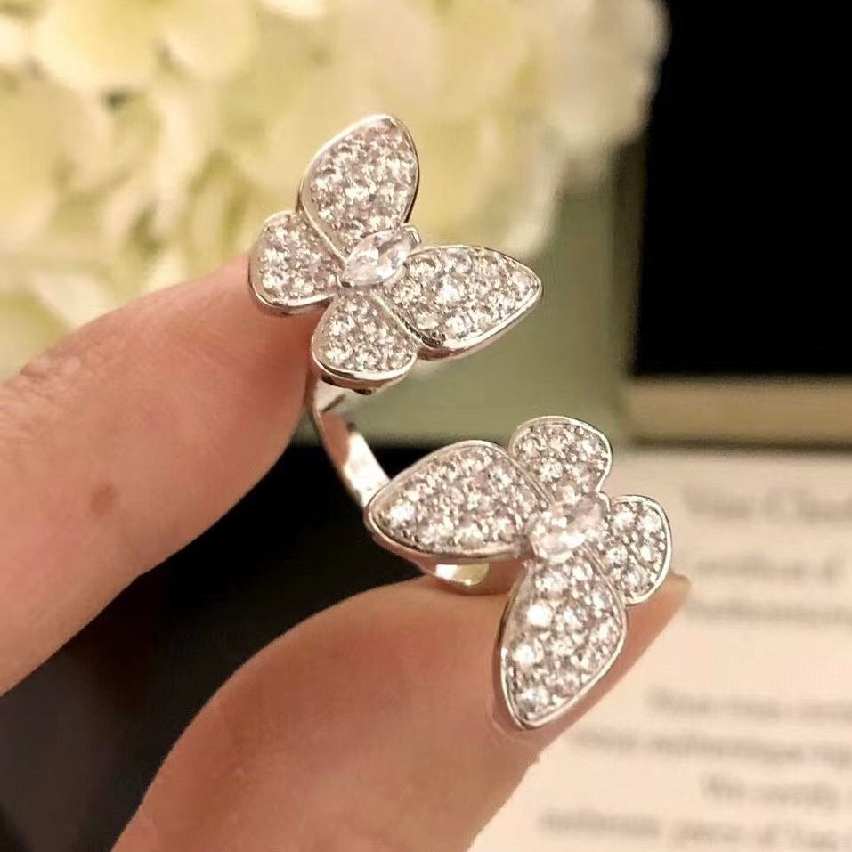 [Rose Tomorrow]TWIN SILVER BUTTERFLY DIAMOND RING