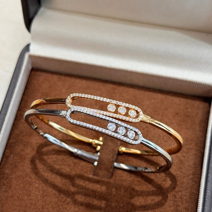 [✨Rose💎]Move Pave Diamond Bangle Bracelet M
