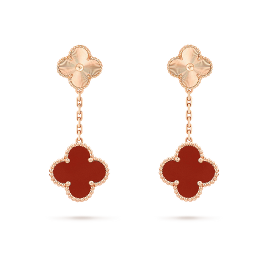 [💎ROSE💎]CLOVER 2 MOTIF  LASER CARNELIAN EARRINGS