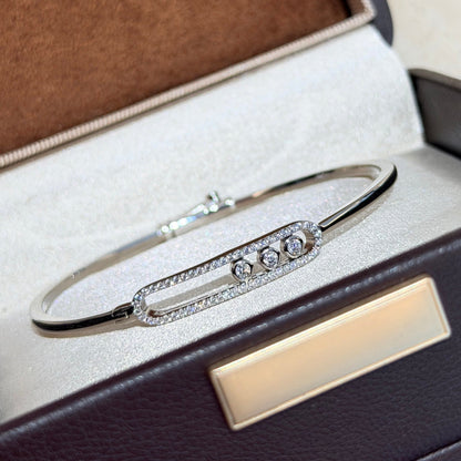 [✨Rose💎]Move Pave Diamond Bangle Bracelet M