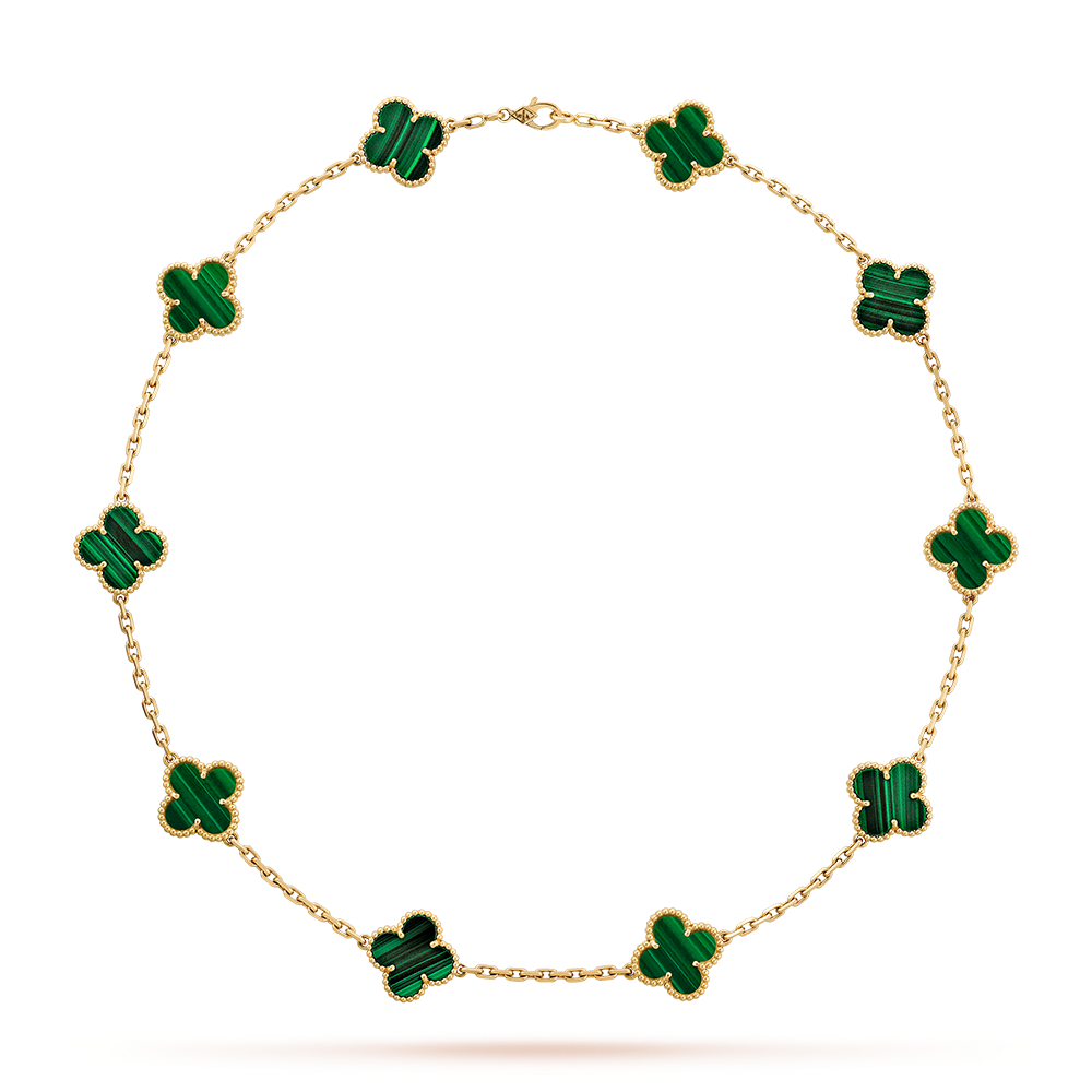 [Rose Tomorrow]CLOVER 10 MOTIFS MALACHITE NECKLACE