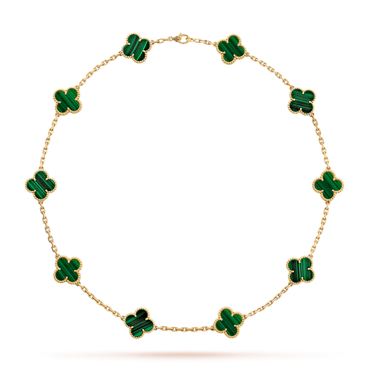[Rose Tomorrow]CLOVER 10 MOTIFS MALACHITE NECKLACE